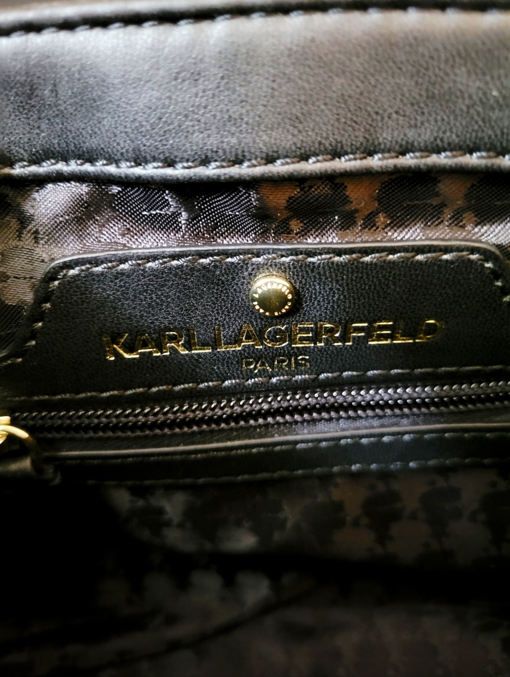 Karl Lagerfeld Paris Agyness Lucien Quilted Leather Satchel - Black/Gold - Picture 5 of 11